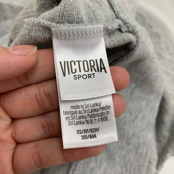 Victorias Secret Sport Mesh Panel Hoodie Womens XS Scalloped Edge Pockets Jacket - Picture 12 of 16